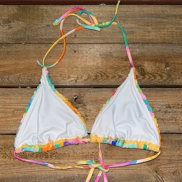 WhiteFox ST Lucia Bikini Top In Ruched Floral Pop - Picture 3 of 4